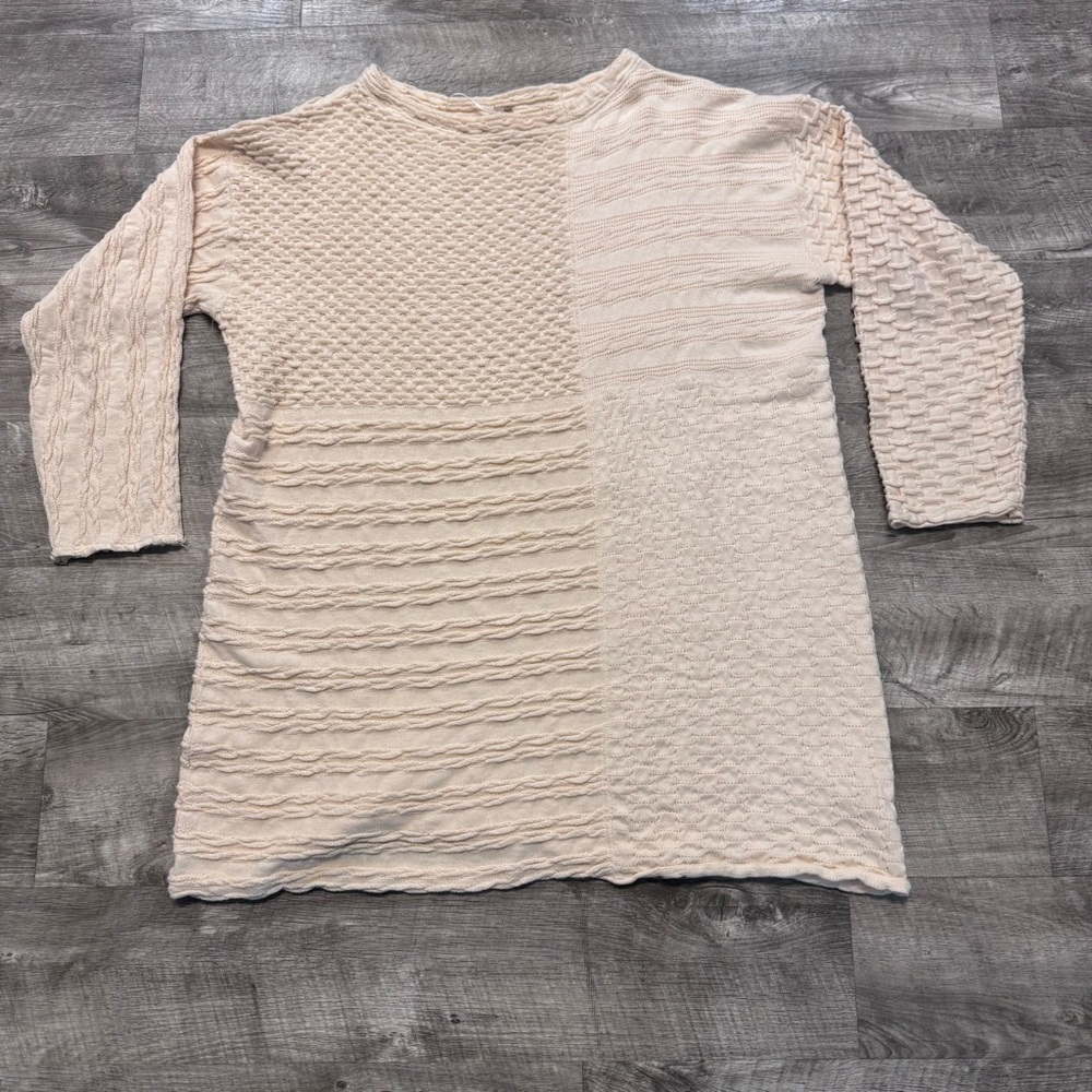 Free People Extra Textured Creme Pullover Crew Neck Sweater Womens Sz. M